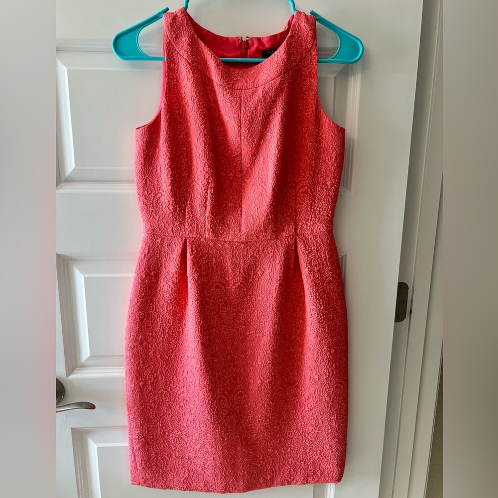 ANN TAYLOR CORAL ELEGANT SLEEVELESS DRESS PETITE SIZE 2